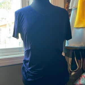 Navy blue short sleeve breastfeeding shirt